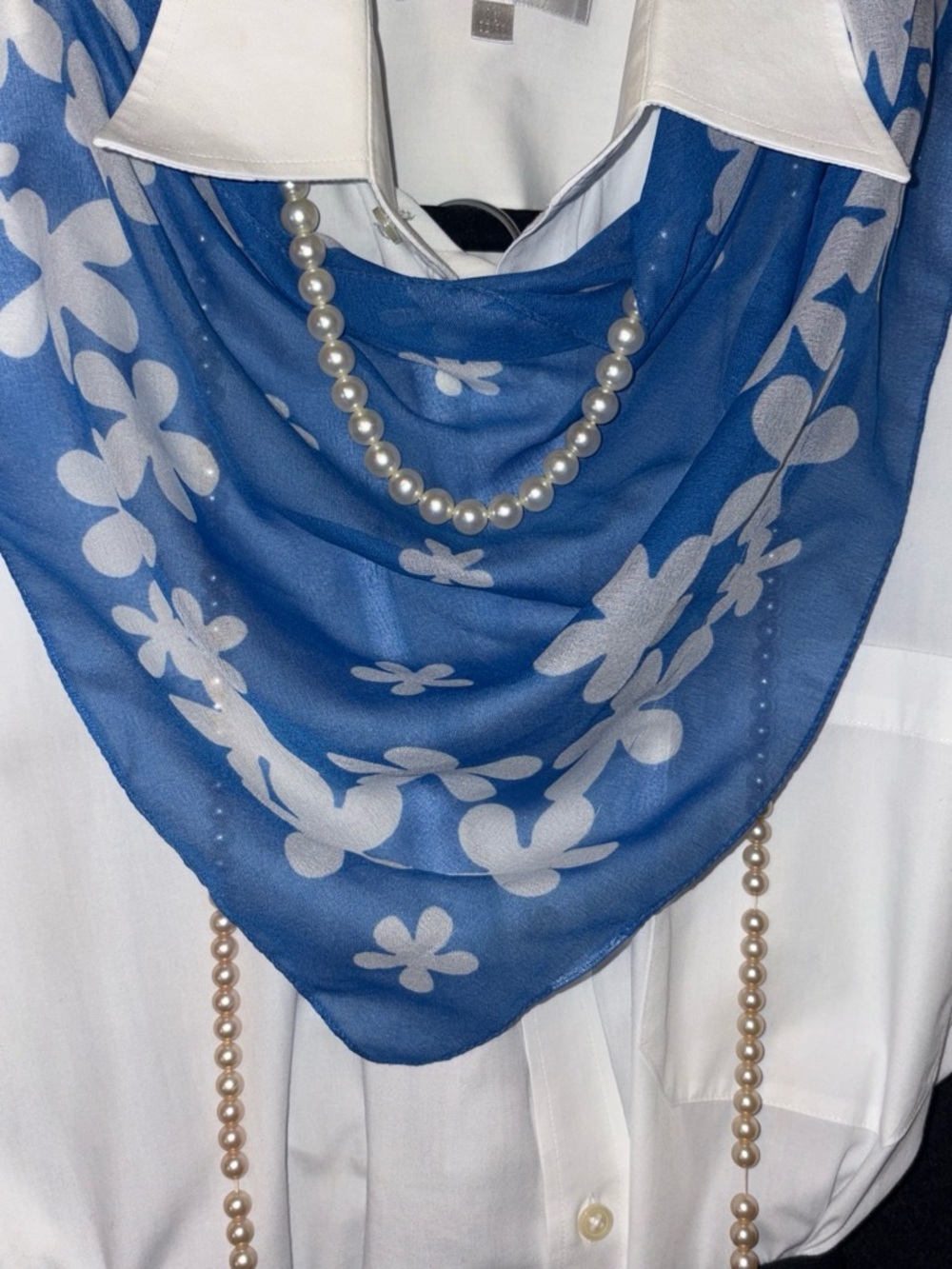 Daisy Floral Print Square Scarf Blue Sheer Retro Chic Cottagecore Y2K EUC